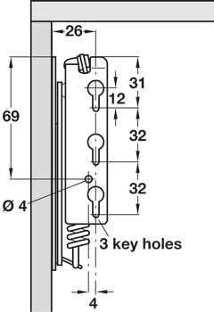 Flap Hinge Swing Up Sprung Right Hand or Both Sides Steel Sprung both sides force 2x 180 N 504.43-0004 - view 5