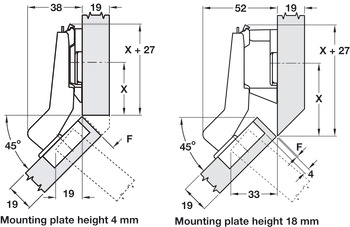 Concealed Cup Hinge 95° Nexis Sprung for 45° Angle Applications Grass Nexis Soft close compatible Screw fixing cup click on arm 48/9 - view 4