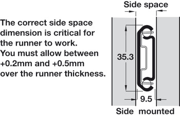 2026 BB Drawer Runner 2-Way Sgl 45kg 400mm Bright Zinc Plated - view 5
