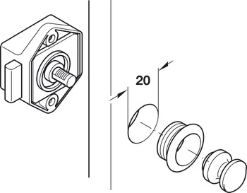 Rim Lock Mini Push-Lock Case Backset 15 mm Matt nickel - view 4