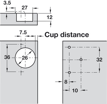Specialist Hinge 92° Mini Sprung for Overlay Doors 36/7.5 - view 2