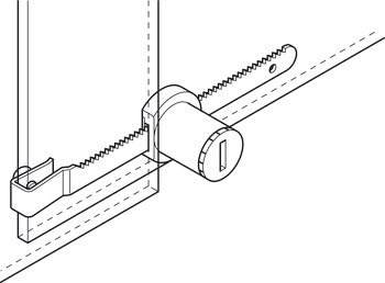 Glass Door Cylinder Lock with Rack Symo 3000 For combination with Symo cylinder removable core Housing: Zinc alloy matt nickel plated rack: Stainless steel - view 3