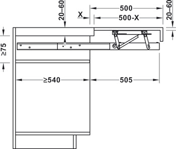 Pull Out Worktop Self-supporting OPLÀ TOP   For cabinet width 1200 mm - view 4