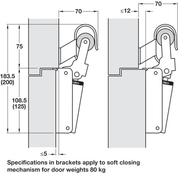 Soft Closing Mechanism for Interior and Exterior Doors Stainless Steel or Aluminium For max. door weight 80 kg satin stainless steel - view 2