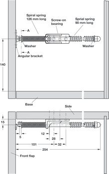Flap-Ex Flap Hinge for Door Fronts Hinged at Base Particularly suitable for installation in cabinets with front flaps White plastic - view 5