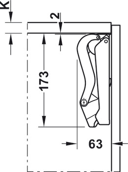 Single Door Flap Fitting Complete Set Free Space 1.11 90° or 107° opening angle Model C white - view 5