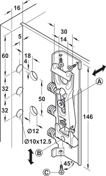 Conc Cabinet Hanger 130kg Phillips/SF RH Short - view 4