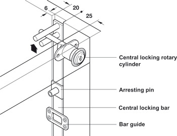 Central Locking Bar Bright Aluminium Symo 3000 Length 1500 mm - view 2