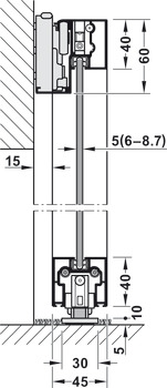 Running Track for Soft Floor for Sliding Interior Doors Slido D-Line43 80M Top hung system Length 3600 mm - view 4