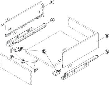 Drawer Sides 175 mm High Häfele Matrix Box Slim A Length 500 mm white - view 4