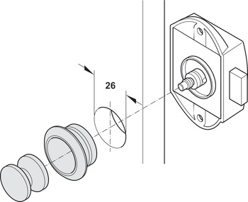 Push Button Lock with Push Button Locking Backset 25 mm Backset 25 mm Matt nickel lacquered - view 4