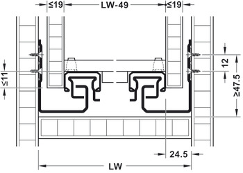 Concealed Drawer Runners Full Extension Load Capacity 30 kg Häfele Matrix Runner UM A Under mounted with self closing and soft closing mechanisms Drawer length 500 mm extension length 488 mm cabinet depth 518 mm - view 5