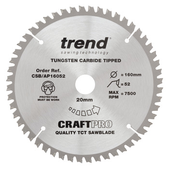 Trend Sawblade Aluminium 52T 2.2K D160/20x1.6