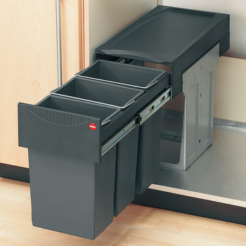 Pull Out Waste Bin 3x 10 Litre Bins HailoTandem Installation behind hinged doors For cabinet width min. 300 mm