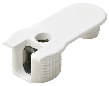 Connector Housing Plastic Rafix-20 With and without dowel with and without ridge with tightening element For wood thickness 16 mm dim. A 8.0 mm drilling depth X 12.7 +0.2  mm white