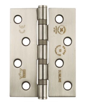 Butt Hinge 102 x 76 mm 304 Stainless Steel Phoenix Slimline Grade 13 BS EN 1935 Square corners satin stainless steel