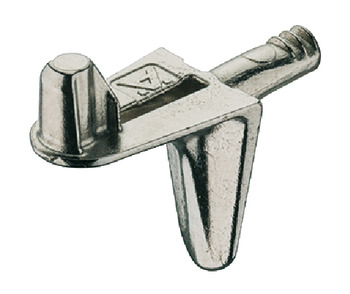 Shelf Support Plug in for Ø 3 mm Holes Zinc Alloy With twin grooves and shelf-fixing lug load bearing capacity 6.25 kg per item Nickel plated