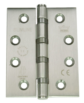 Butt Hinge 102 x 76 mm 304 Stainless Steel Phoenix Slimline ANSI hole pattern Square corners satin