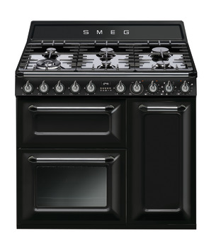 Cooker Dual Fuel Traditional Three Cavity Gas Hob 900mm Smeg Victoria TR93BL - Black