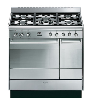 Cooker Two Cavity Multifunctional with Gas Hob 900mm Smeg Concert SUK92MX9-1 - Stainless steel
