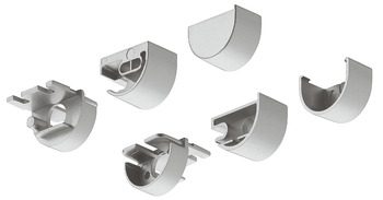 End Cap Set for Loox Drawer Profile Loox 2194 Silver coloured finish