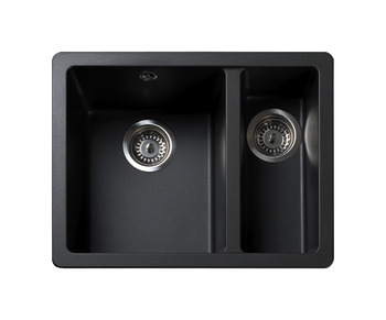 Sink 1.5 Bowl Rangemaster Paragon Igneous Granite PAR315 Half bowl on right Ash finish