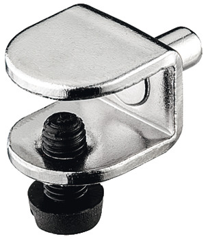 Shelf Support Plug in for Glass Shelves for 9 mm Thickness and Ø 5 mm Hole With black plastic locking screw Height 13.5 mm A 9.5 mm