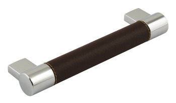 Domino Bar Handle Zinc Alloy Polished Chrome/Black 128mm Fixing Centres