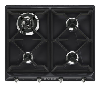 Smeg Vic SR964NGH Hob Gas 4Z Black/Stainless Steel