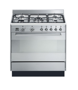 Cooker with Multifunction Oven Gas Hob 900 mm Smeg Concert SUK91MFX9 - Stainless steel