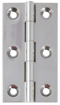 Broad Style Hinge 64 x 35 mm Brass With brass pin Polished chrome
