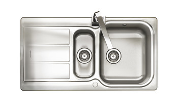 Sink 1.5 Bowl and Drainer Rangemaster Glendale GL9501 Stainless steel sink top mount Reversible drainer