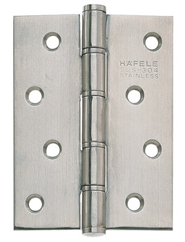 Butt Hinge Washered 102 x 76 mm Stainless Steel Häfele Staggered hole pattern Satin