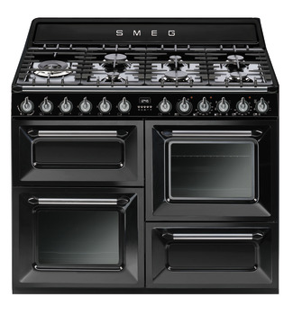 Cooker Dual Fuel Traditional Four Cavity Gas Hob 1100 mm Smeg Victoria TR4110BL1 - Black