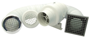 Extractor Fan Set Centrifugal In-Line Fan Set Extracts up to 110 m3/hour 31 litres per second In-line fan set