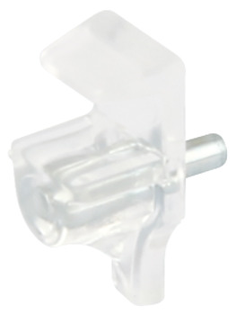 Shelf Support Plug in for Ø 3 mm Hole for 5 mm Glass Shelves Plastic with nickel-plated steel pin Transparent