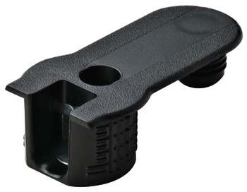 Connector Housing Plastic Rafix-20 With and without dowel with and without ridge with tightening element For wood thickness 19 mm dim. A 9.5 mm drilling depth X 14.2 +0.2  mm black