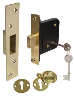 Deadlock Mortice Security 5 Lever Case Size 64/76 mm Keyed alike backset 57 mm case size 76 mm polished brass