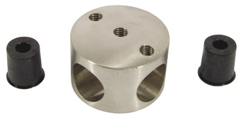 Cross Connector 303 Stainless Steel Cubicle Fittings PBA Stainless steel fittings for 13 mm board partitions Satin stainless steel finish