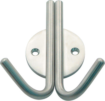 Coat Hook Stainless Steel 42 x 99 mm Face fixing Satin stainless steel finish