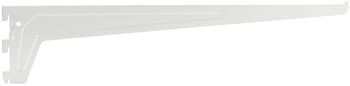 Flange Bracket Length 150-600 mm Shoptec Shopfitting System For hooking into shelf system columns or wall channels Silver coloured RAL 9006 finish length 300 mm with two hooks