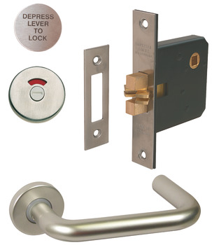 Lever Handle Indicator and Lock Set with Large Safety Pattern Lever Handle Satin stainless steel finish