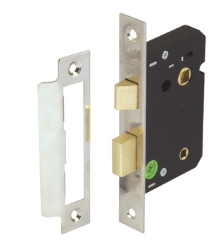 Bathroom Lock Mortice Latchbolt Operated by Lever Handles Deadbolt by Turn/Emergency Release Backset 44 mm case size 64 mm brass plated