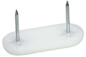 Pin Type Glide with Two Nails White Plastic Width 16 mm white