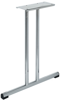 Table Fitting T-Frame Straight Foot Steel Chrome plated with black plastic glides Height 695 mm