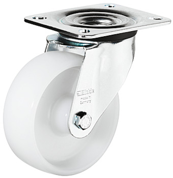 Swivel Single Wheel Castor without Brake Wheel Ø 80-125 mm 100 mm Plate Fixing with screw-on plate Wheel Ø 125 mm load capacity 200 kg