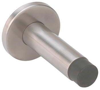 Door Stop Wall Mounted Overall Projection 82 mm Stainless Steel Rubber Buffer Concealed fixing rose Polished