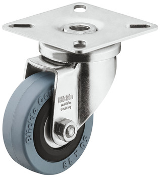 Single Wheel Castor Swivel with or without Brake Wheel Ø 50-75 mm Plate Fixing Screw-on plate or M10 threaded bolt Wheel Ø 75 mm Load capacity: 60 kg