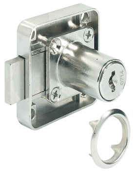 Dead bolt rim lock With fixed plate cylinder backset 25 mm Standard profile for series production of furniture Keyed different cylinder length 22 mm black key cap mounting: Left hand - view 3