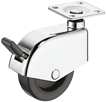 Enclosed Wheel Swivel Castor Ø 50 mm Load Capacity 50 kg Screw-on plate or M10 threaded bolt With brake plate fixing